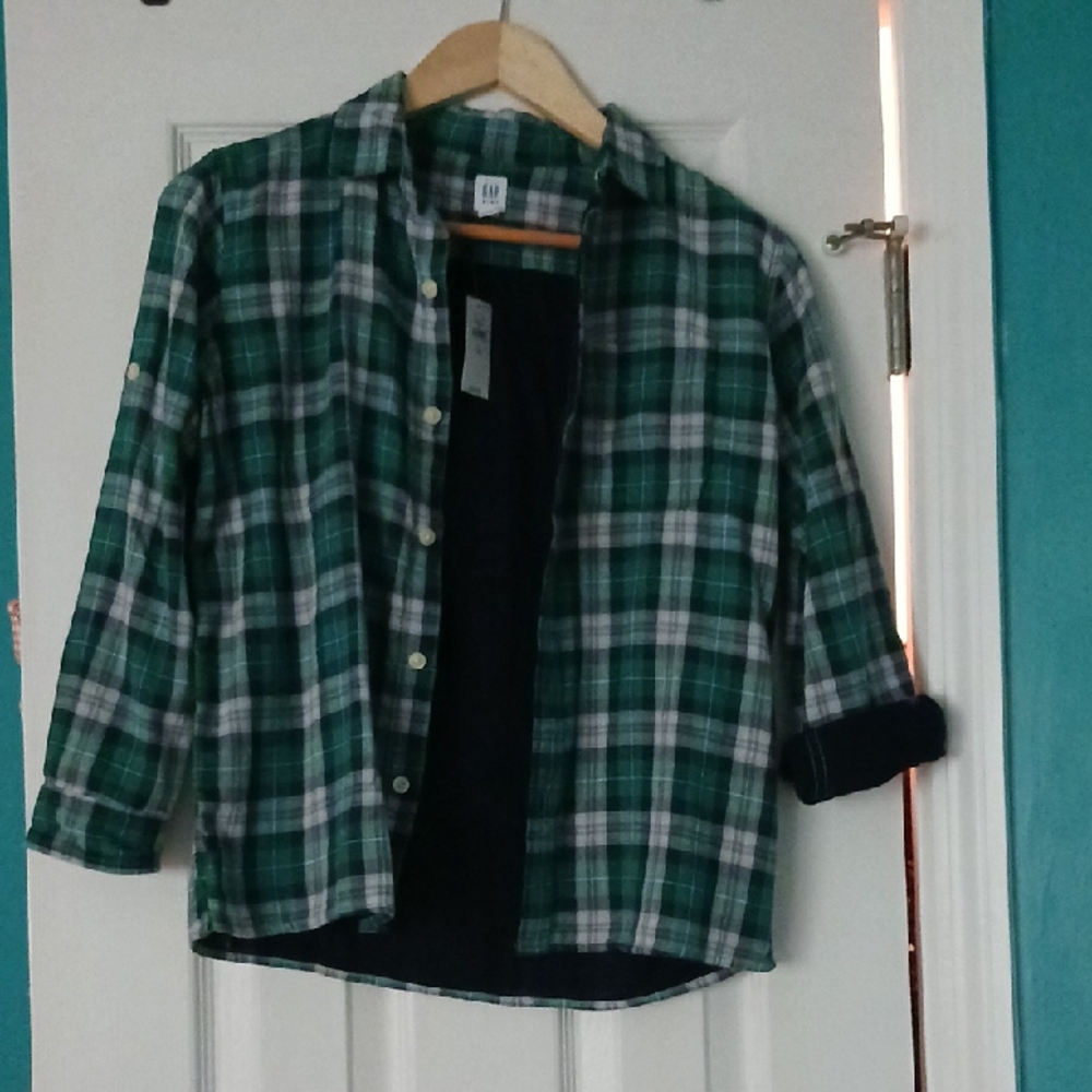GAP Green Plaid Kids Button Down Shirt